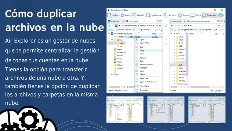 Cómo duplicar archivos en la nube