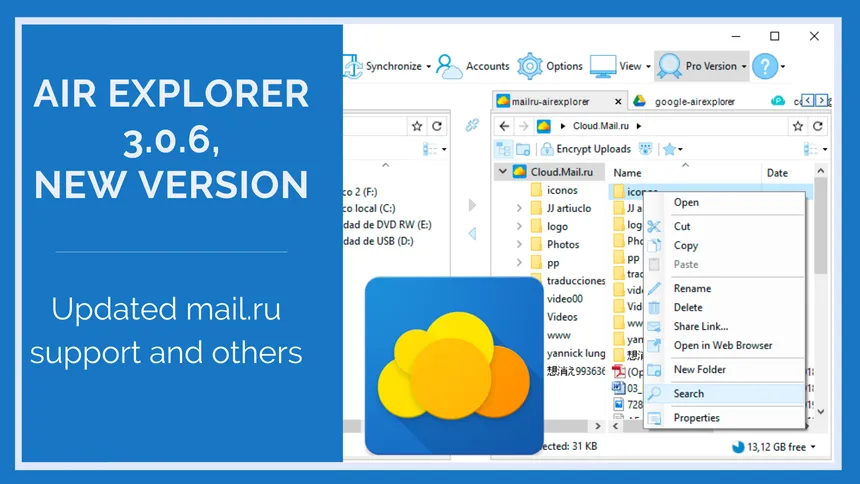 Air Explorer 3.0.6, new version