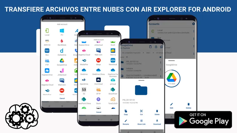 Transfiere archivos entre nubes con Air Explorer for Android