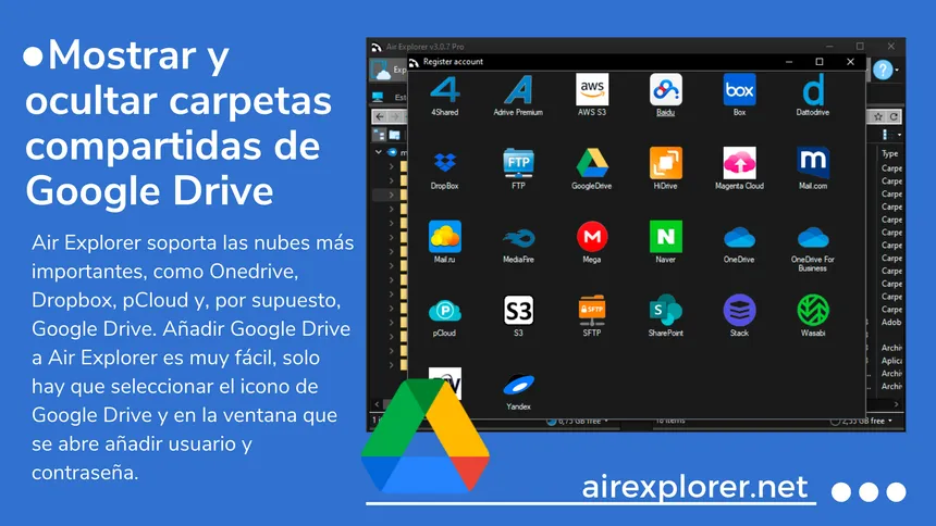 Mostrar y ocultar carpetas compartidas de Google Drive