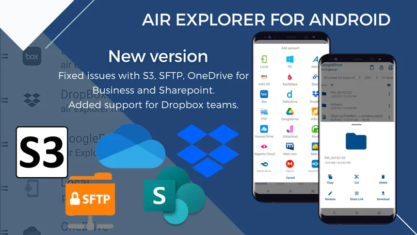 Air Explorer for Android, new version with S3