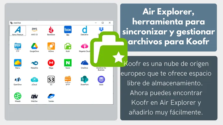 Air Explorer, herramienta para sincronizar y gestionar archivos para Koofr