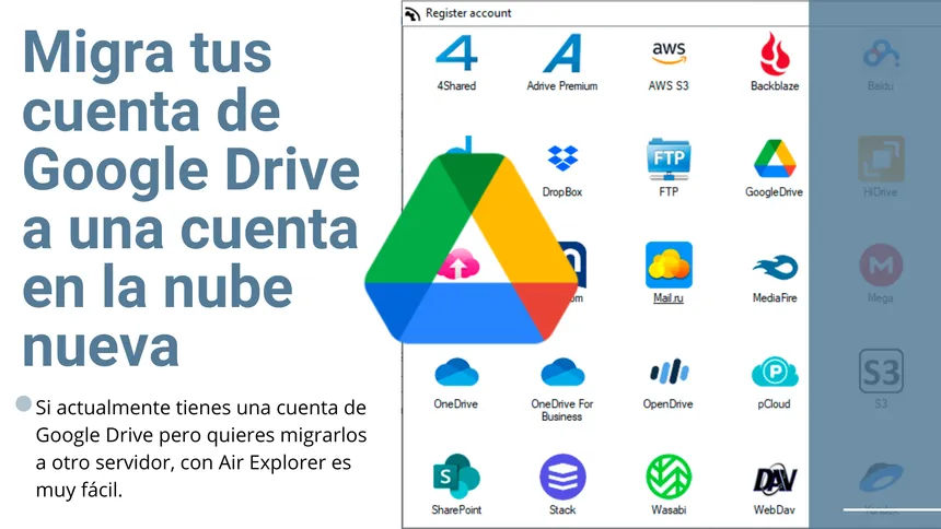 Migra tus cuenta de Google Drive a una cuenta en la nube nueva