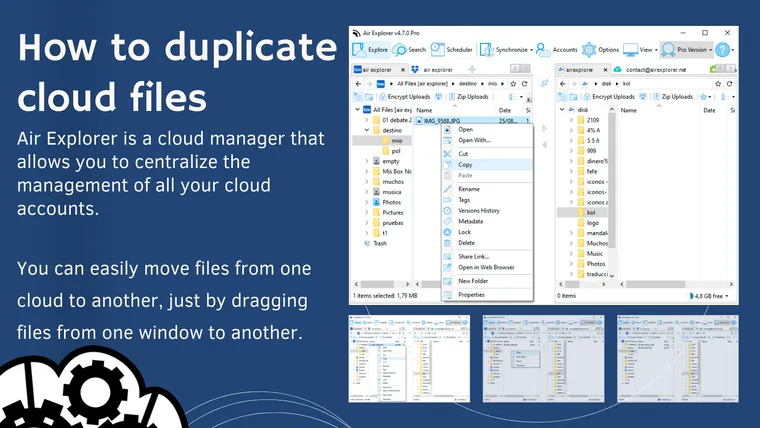 How to duplicate cloud files