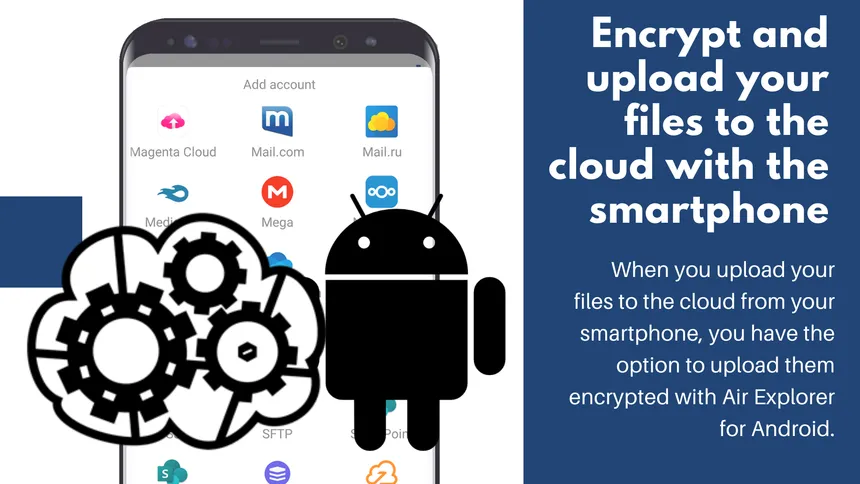 Encrypt and upload your files to the cloud with the smartphone