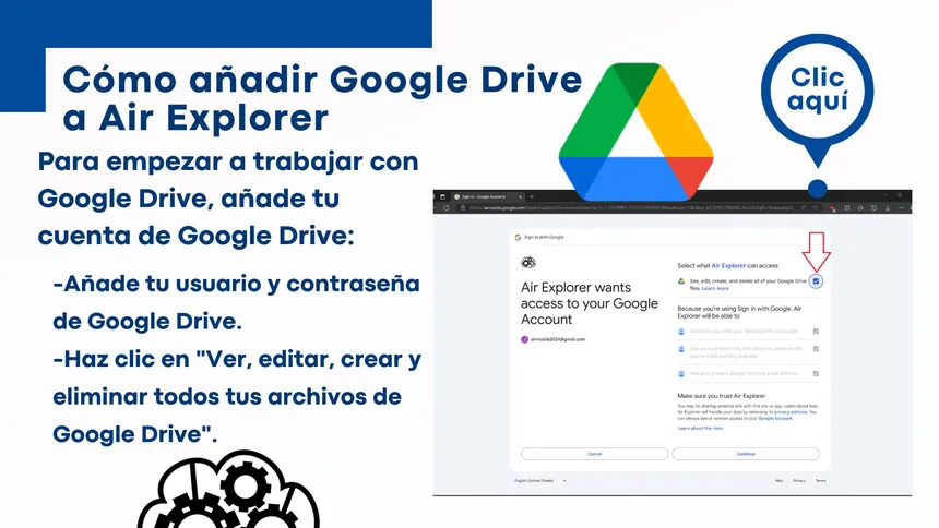 Cómo añadir Google Drive a Air Explorer