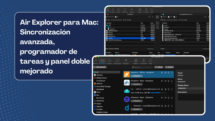 Air Explorer para Mac: Sincronización avanzada, programador de tareas y panel doble mejorado