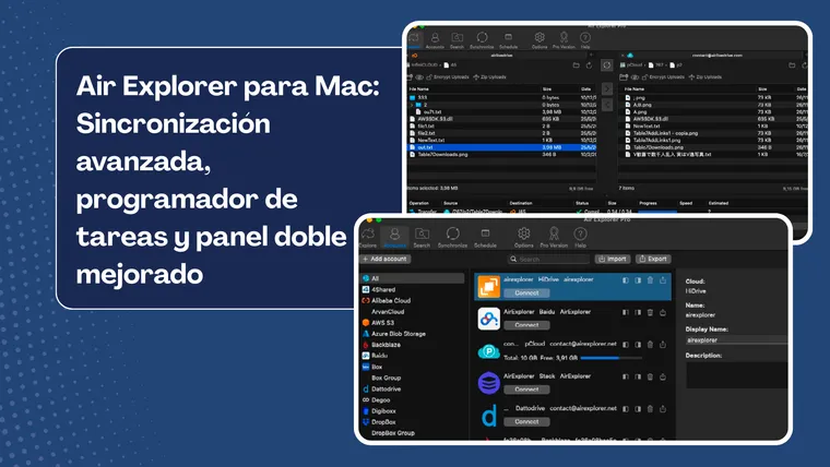 Air Explorer para Mac: Sincronización avanzada, programador de tareas y panel doble mejorado