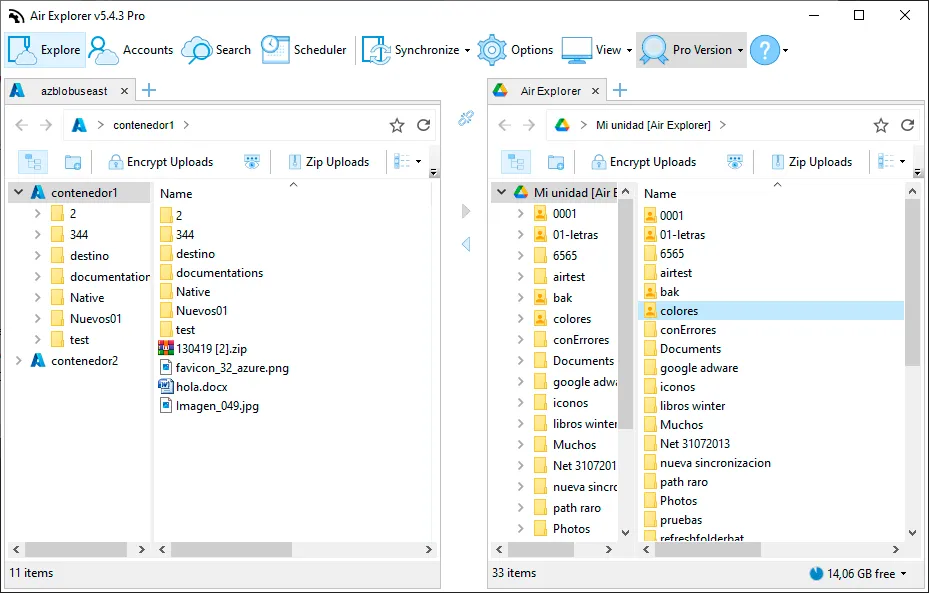 Azure and Google Drive in Air Explorer