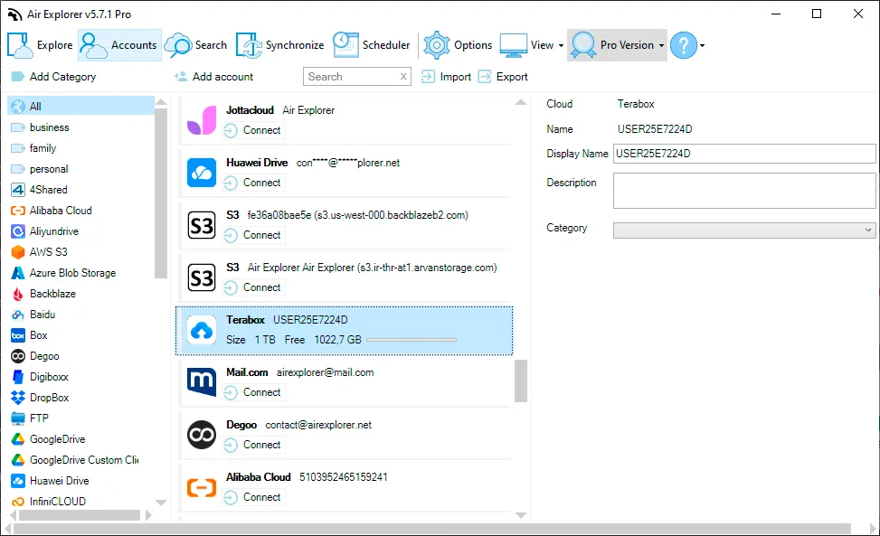 Pairing Terabox with Air Explorer