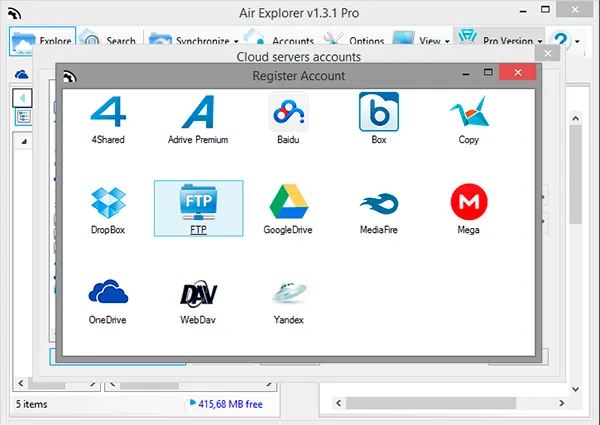 Work with 2 FTP accounts in Air Explorer