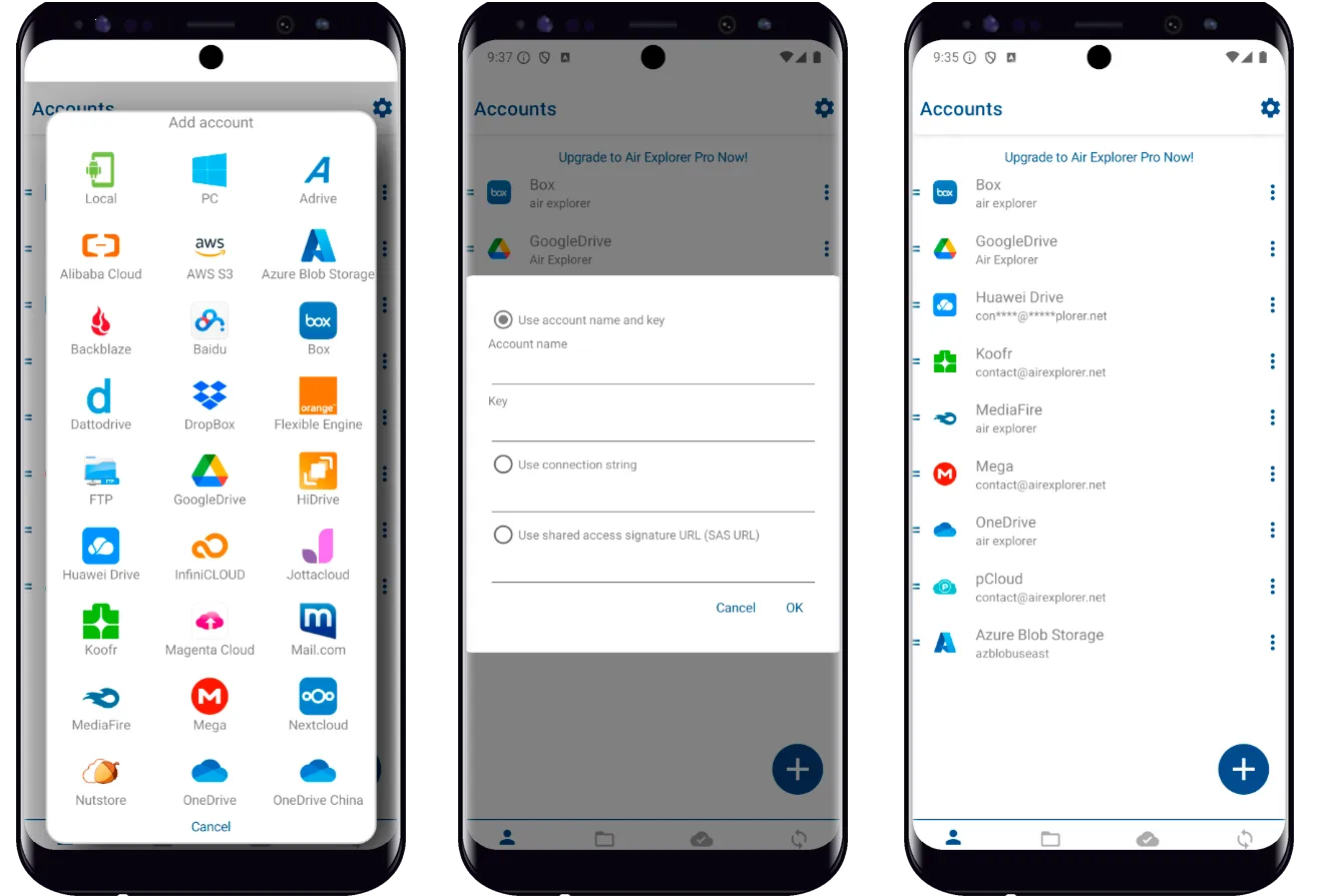 Cómo añadir tu cuenta de Azure a Air Explorer for Android