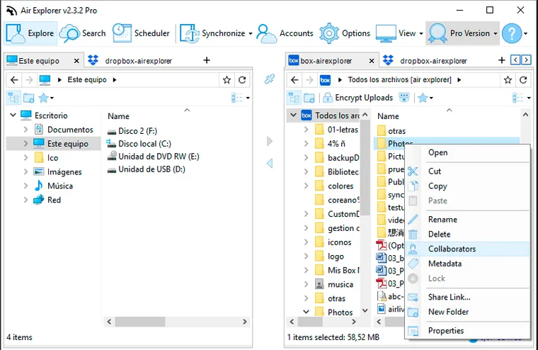 Collaborators support for Box in Air Explorer