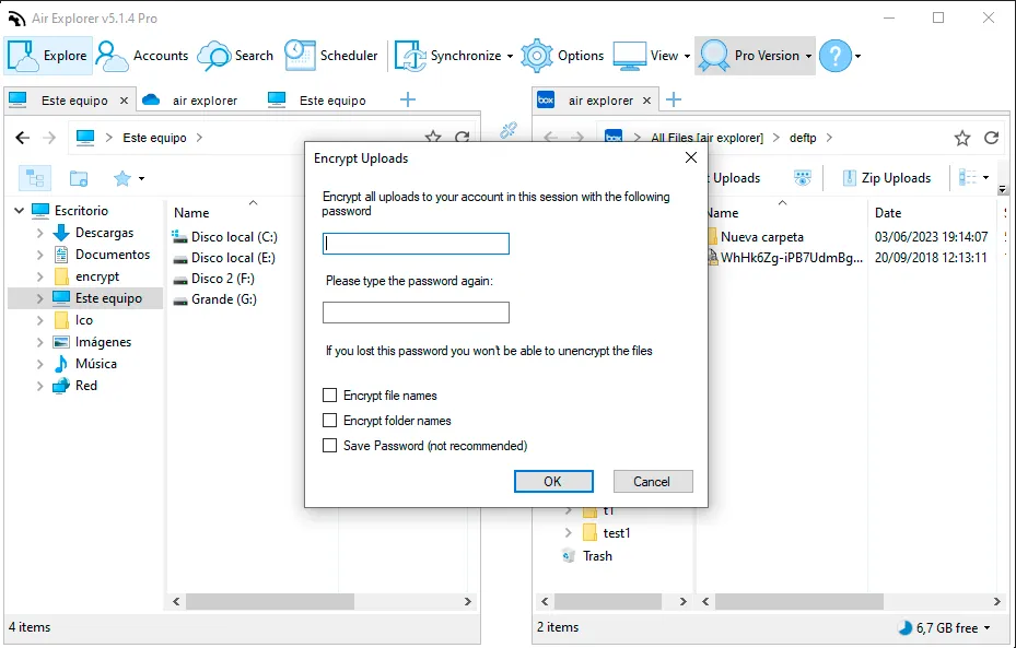 Enable encryption on upload