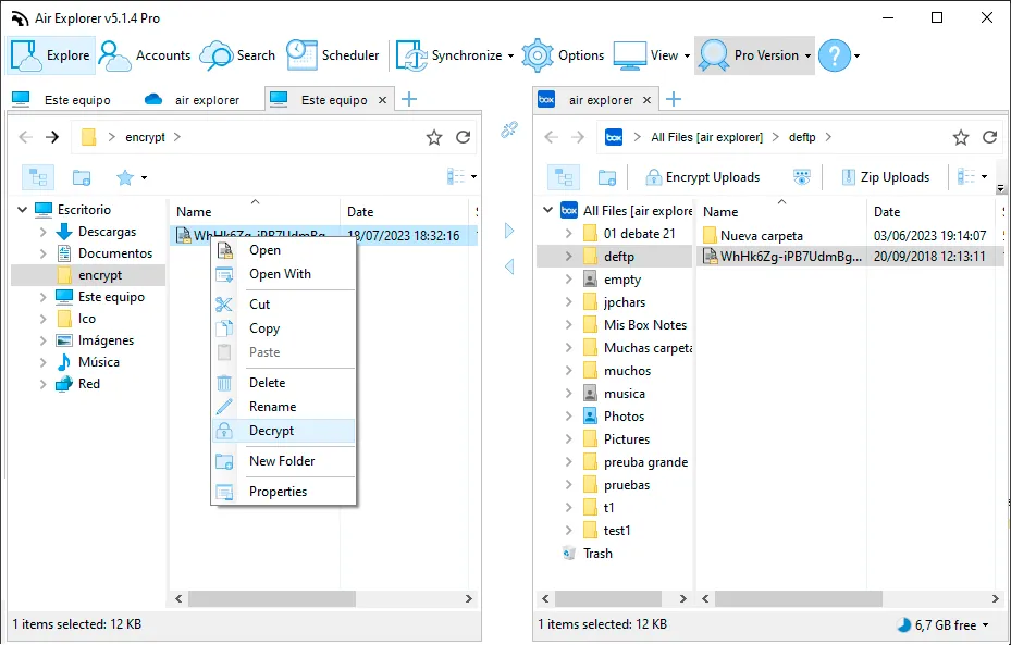 Decrypt files using Air Explorer