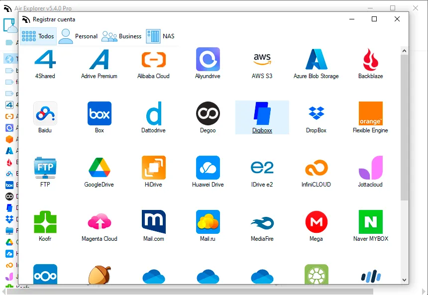 Añade Digiboxx a Air Explorer