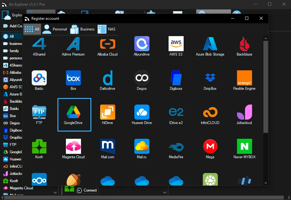 Add Google Drive to Air Explorer