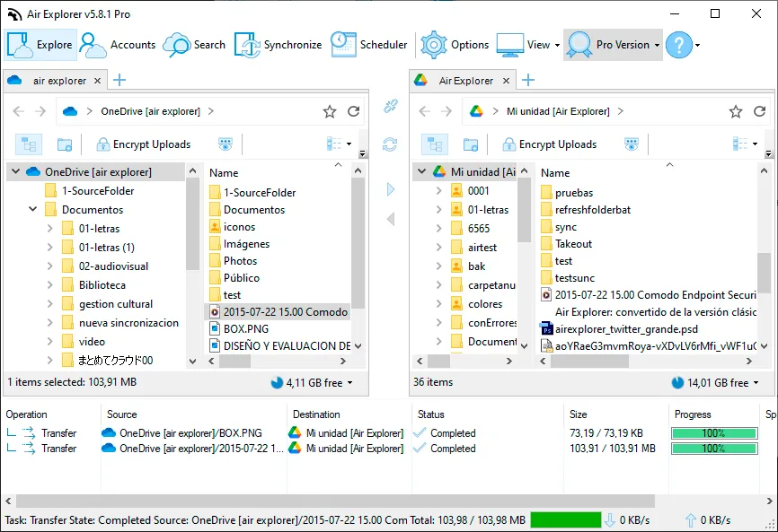 Transfiere archivos entre Google Drive y OneDrive