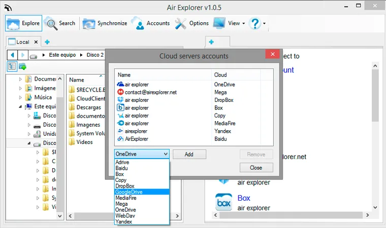 How do I add a Google Drive account in Air Explorer?