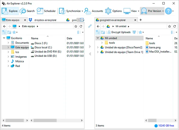 View your Shared Drives in Air Explorer