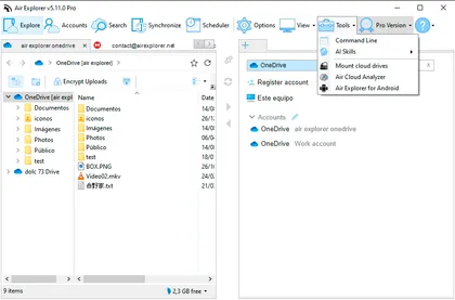 Air Explorer Tools menu with AI Skills