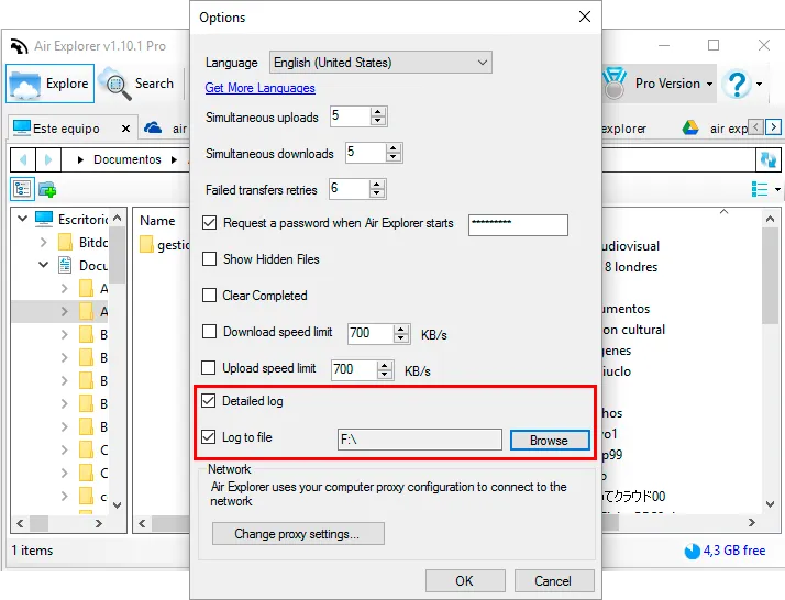 Logs in Air Explorer