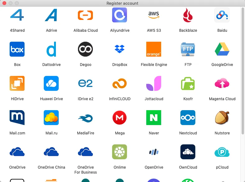 Add cloud accounts to Air Explorer for Mac