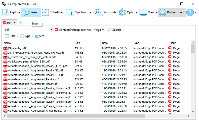Eerramienta de búsqueda de Air Explorer