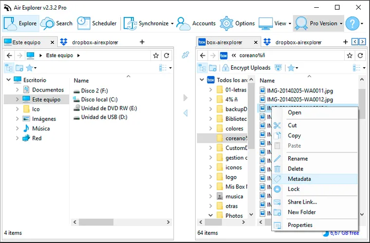 Box Metadata support in Air Explorer