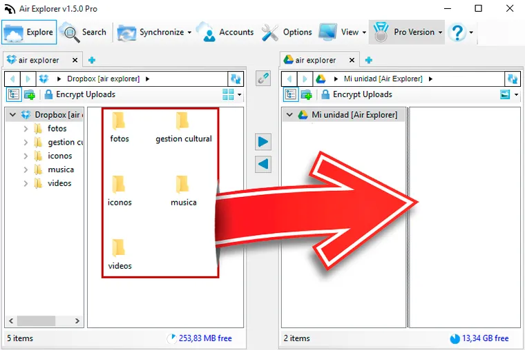 Migrate from Dropbox to Google Drive with Air Explorer