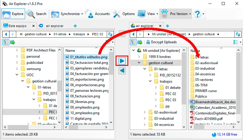 Move files in Air Explorer