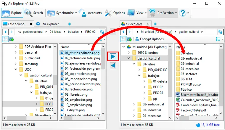 Move files in Air Explorer