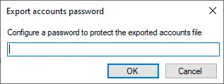 Air Explorer dialog to set a password that protects the exported accounts file
