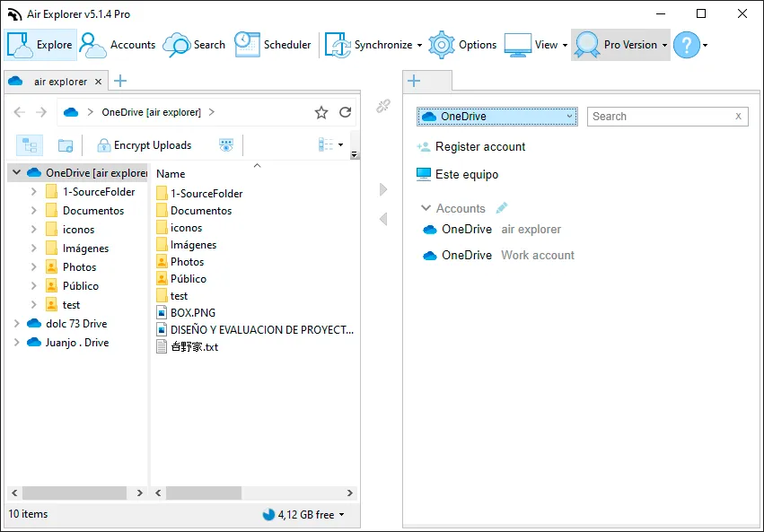 Añade Onedrive a Air Explorer