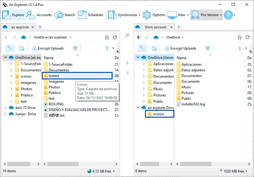 Comparte carpetas de Onedrive con Air Explorer