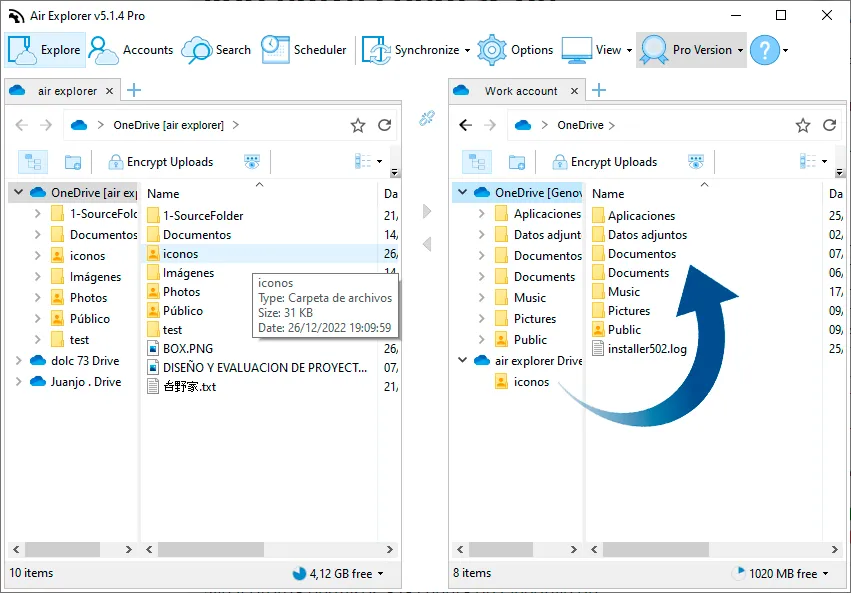 Mueve archivos más rápido entre cuentas de Onedrive compartiendo las carpetas