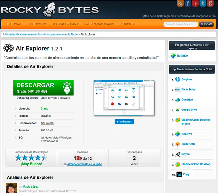 Rocky Bytes review: "Air Explorer controla todas tus cuentas de almacenamiento en la nube de una manera sencilla y centralizada!"