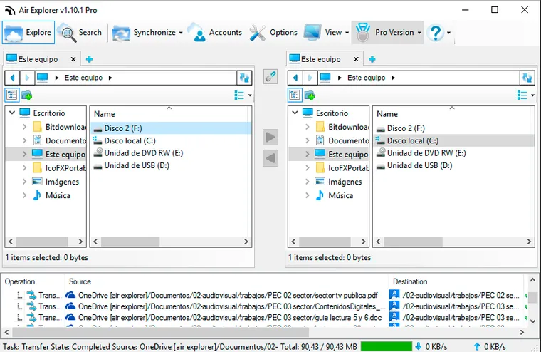 Synchronize between folders in your own PC with Air Explorer
