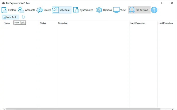Configuración de una tarea programada de Air Explorer en Windows