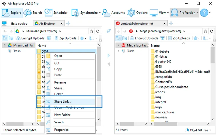 How can I share files with Air Explorer?
