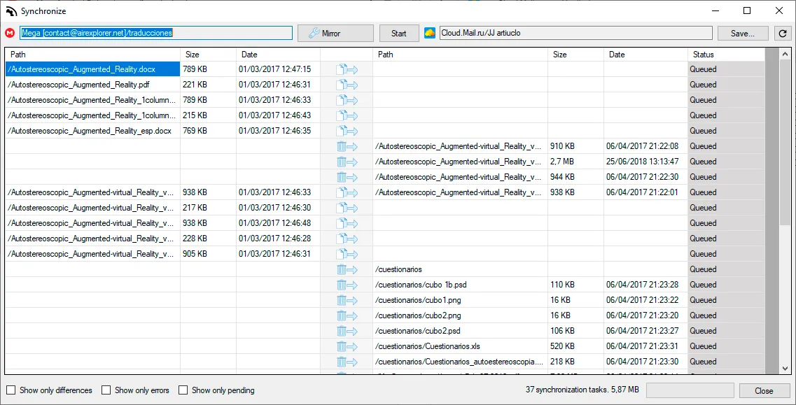 sync para backup