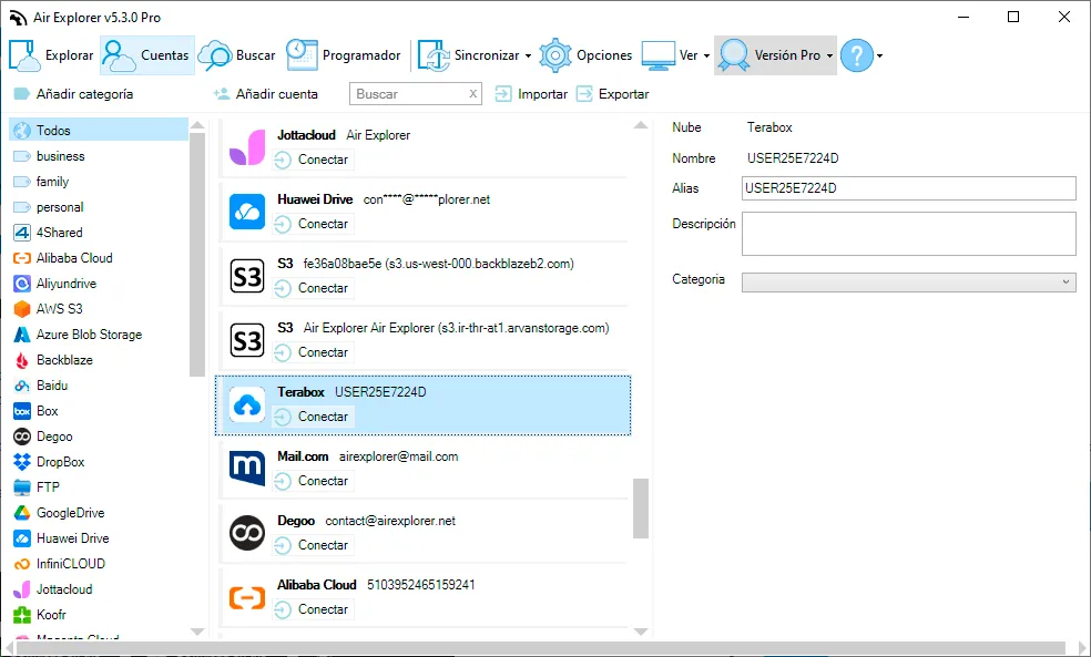 Air Explorer es la herramienta de sincronización para Terabox