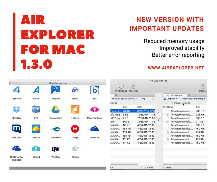 Air Explorer 1.3.0. for Mac, new version
