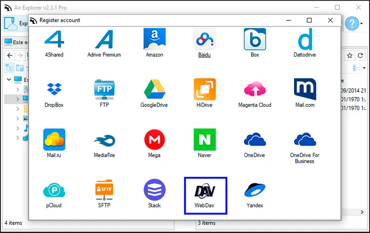 WebDav in Air Explorer
