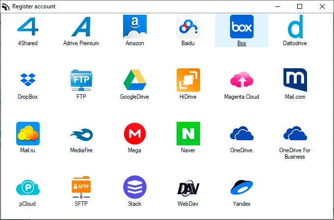 Work with your Box account in Air Explorer
