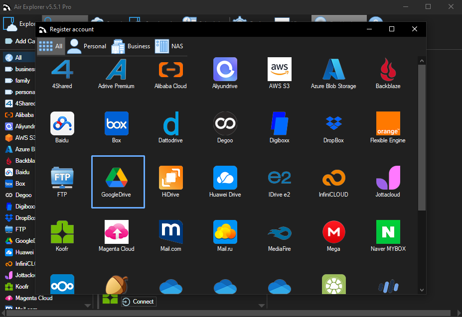 Add Google Drive to Air Explorer