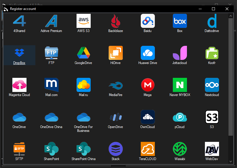 Add Google Drive and Dropbox accounto to Air Explorer