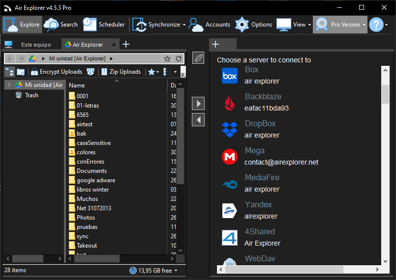 Open your clousd in Air Explorer