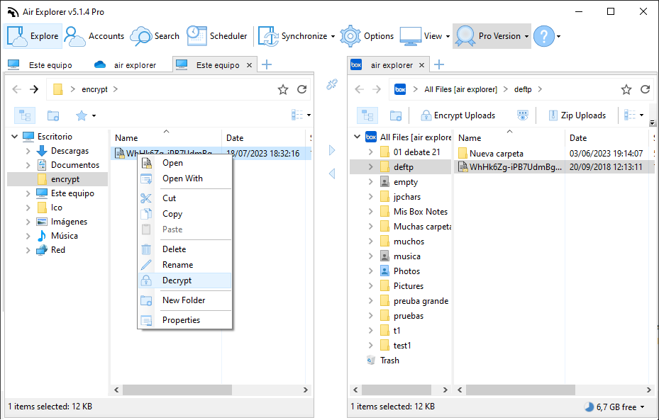 Decrypt files using Air Explorer
