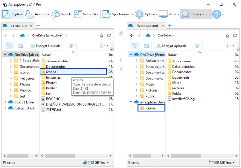 Fast transfer files between Onedrive accounts